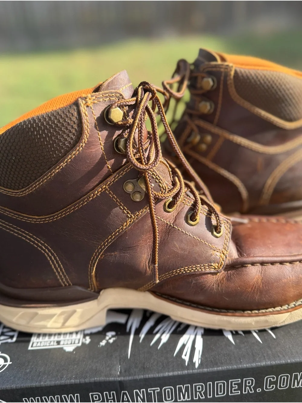 Phantom Rider DH5375 Men’s Brown Leather Work Boots Size 10D